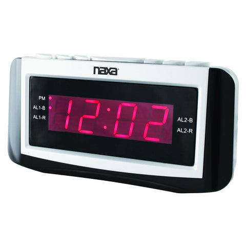 Naxa PLL Digital Alarm Clock with AM/FM Radio, Snooze &amp; Large LED Display