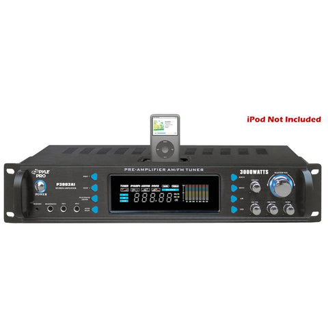 Pyle 3000 Watts Hybrid Receiver &amp; Pre-Amplifier with AM-FM Tuner/Ipod Docking Station