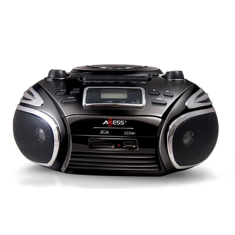 Axess Portable AM/FM Radio, CD/MP3 Player, USB/SD &amp; Cassette Recorder Boombox
