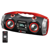Portable FM Radio CD/MP3/USB/SD Boombox with Heavy Bass and Bluetooth-Red