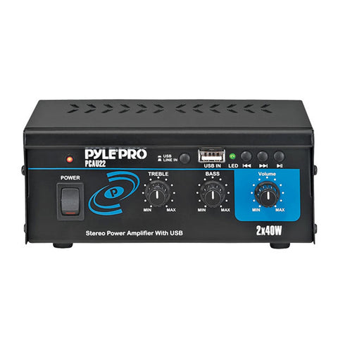 Pyle Mini 2x40 Watt Stereo Power Amplifier w/ USB Input