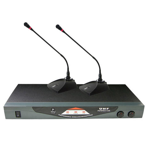 Pyle PDWM2150 Professional Dual Table Top VHF Wireless Microphone System