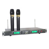 Pyle 19'' Rack Mount Dual VHF Wireless Rechargeable Handheld Microphone System