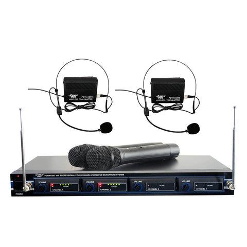 Pyle PDWM4300 4 Mic VHF Wireless Rack Mount Microphone System