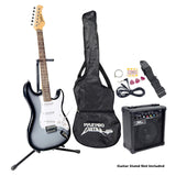 Pyle Beginner Electric Guitar Package- Grey Silver