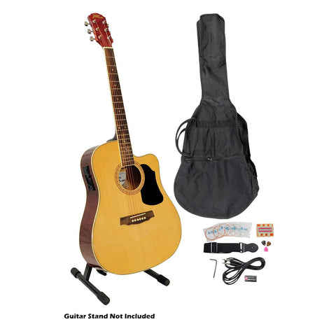 41'' Acoustic-Electric Guitar Package with Gig Bag, Strap, Picks, Tuner, and Strings (Natural Color)