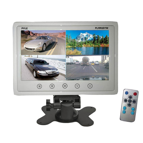 Pyle 7'' Quad TFT/LCD Video Monitor w/Headrest Shroud RCA Connectors(White)
