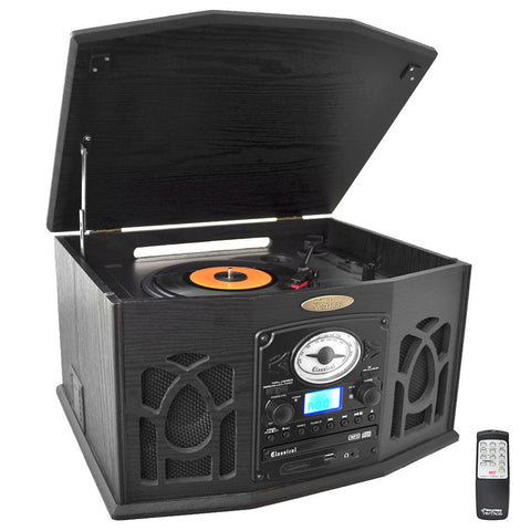 Pyle Retro Vintage Turntable with iPod Player CD/MP3and More-Black