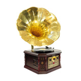 Pyle Vintage Phonograph Horn Turntable With CD, Cassette, AM/FM, Aux-In, USB-to-PC Recording