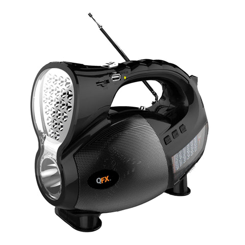 QFX AM/FM/SW 1-9 Radio with USB/SD and LED Flashlight