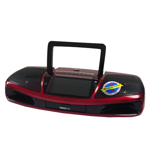 Supersonic Portable Audio System with Remote Control and 4.3 LCD Screen-Red