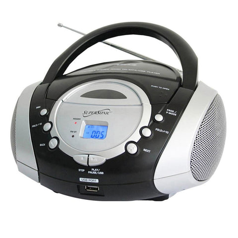 Supersonic Portable Audio System MP3/CD Player with USB/AUX Inputs &amp; AM/FM Radio