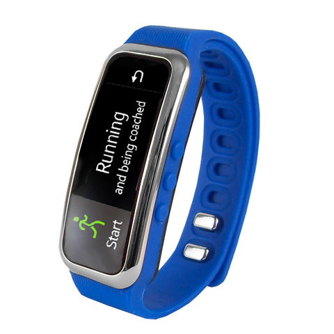 Supersonic 0.91" Fitness Wristband With Bluetooth Pedometer, Calorie Counter and More-Blue
