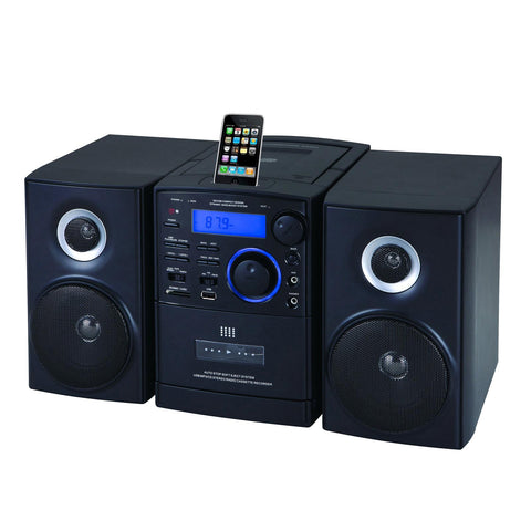 Supersonic MP3/CD Player with iPod Docking, USB/SD/AUX Inputs, Cassette Recorder &amp; AM/FM Radio