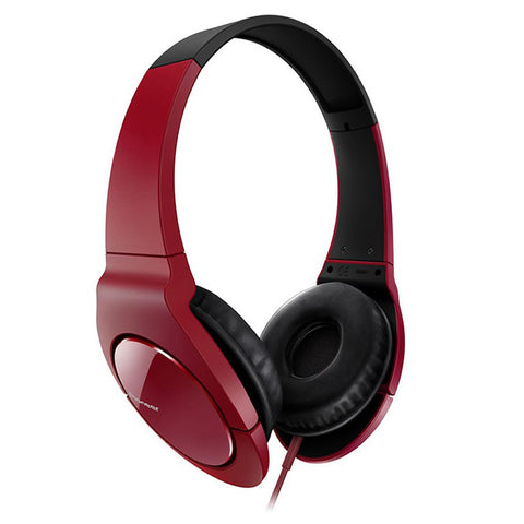 Pioneer Fully-Enclosed Dynamic Headphones with Powerful Bass (Red)