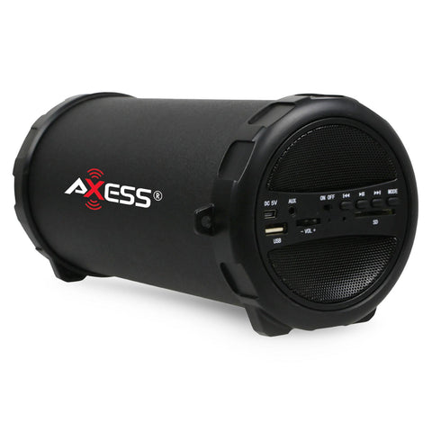 Axess Portable Bluetooth Indoor/Outdoor Hi-Fi Cylinder Loud Speaker with SD Card and USB Input in Blue Color