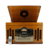 Back to the 50's Antique Wooden 3 Speed Turntable with CD Player