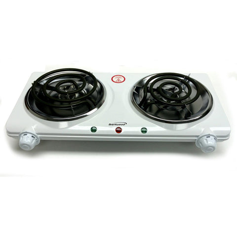 Brentwood Electric 1500W Double Burner (White Finish)
