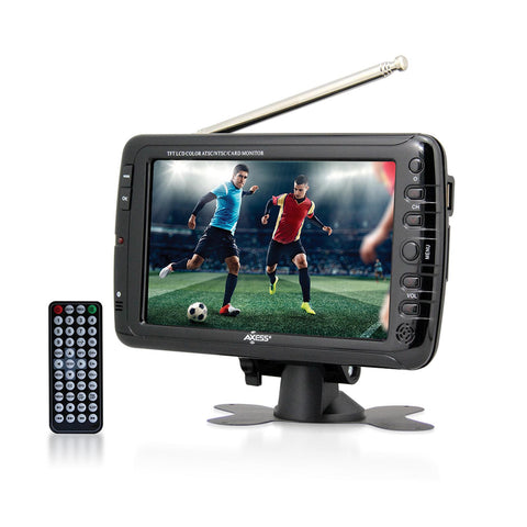 Axess 7" LCD TV with ATSC/NTSC Digital Tuner Built-in Rechargeable Battery and USB/SD Card Reader